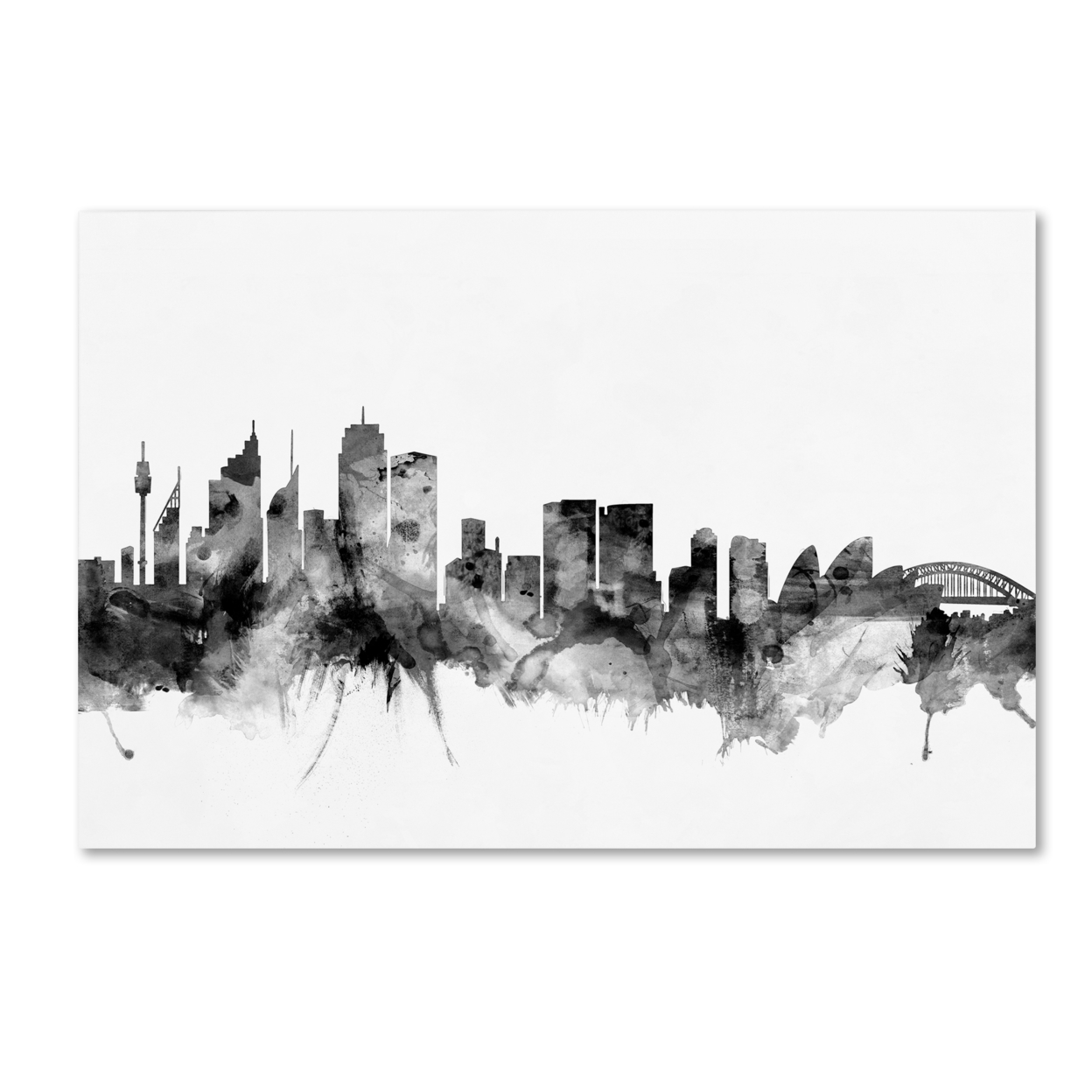 Michael Tompsett 'Sydney Australia Skyline B&W' Canvas Art 16 X 24