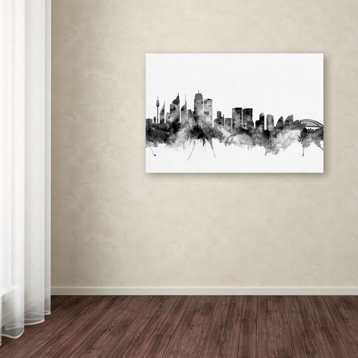 Michael Tompsett 'Sydney Australia Skyline B&W' Canvas Art 16 X 24