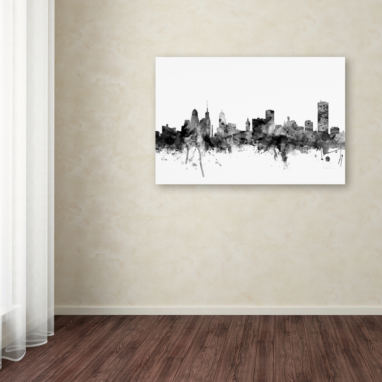 Michael Tompsett 'Buffalo New York Skyline B&W' Canvas Art 16 X 24