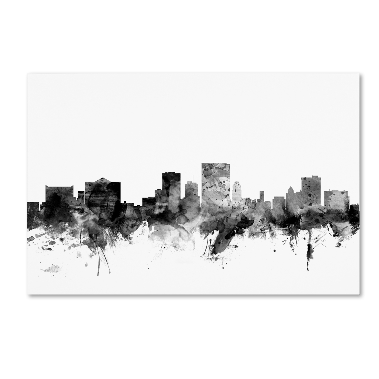 Michael Tompsett 'El Paso Texas Skyline B&W' Canvas Art 16 X 24