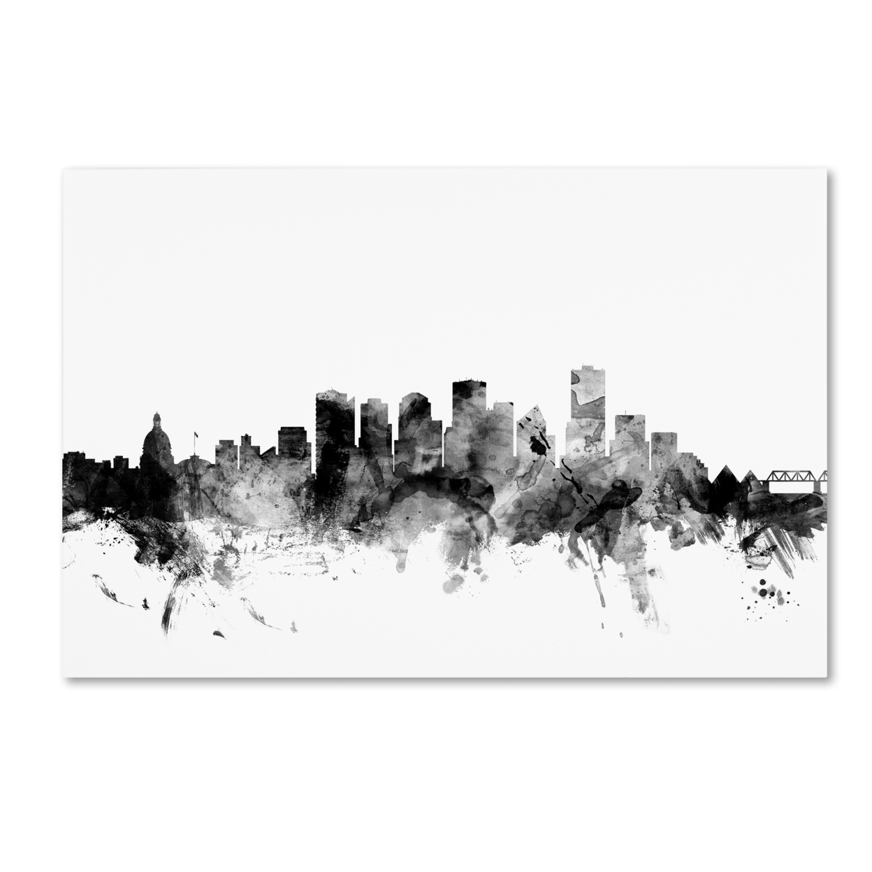 Michael Tompsett 'Edmonton Canada Skyline B&W' Canvas Art 16 X 24