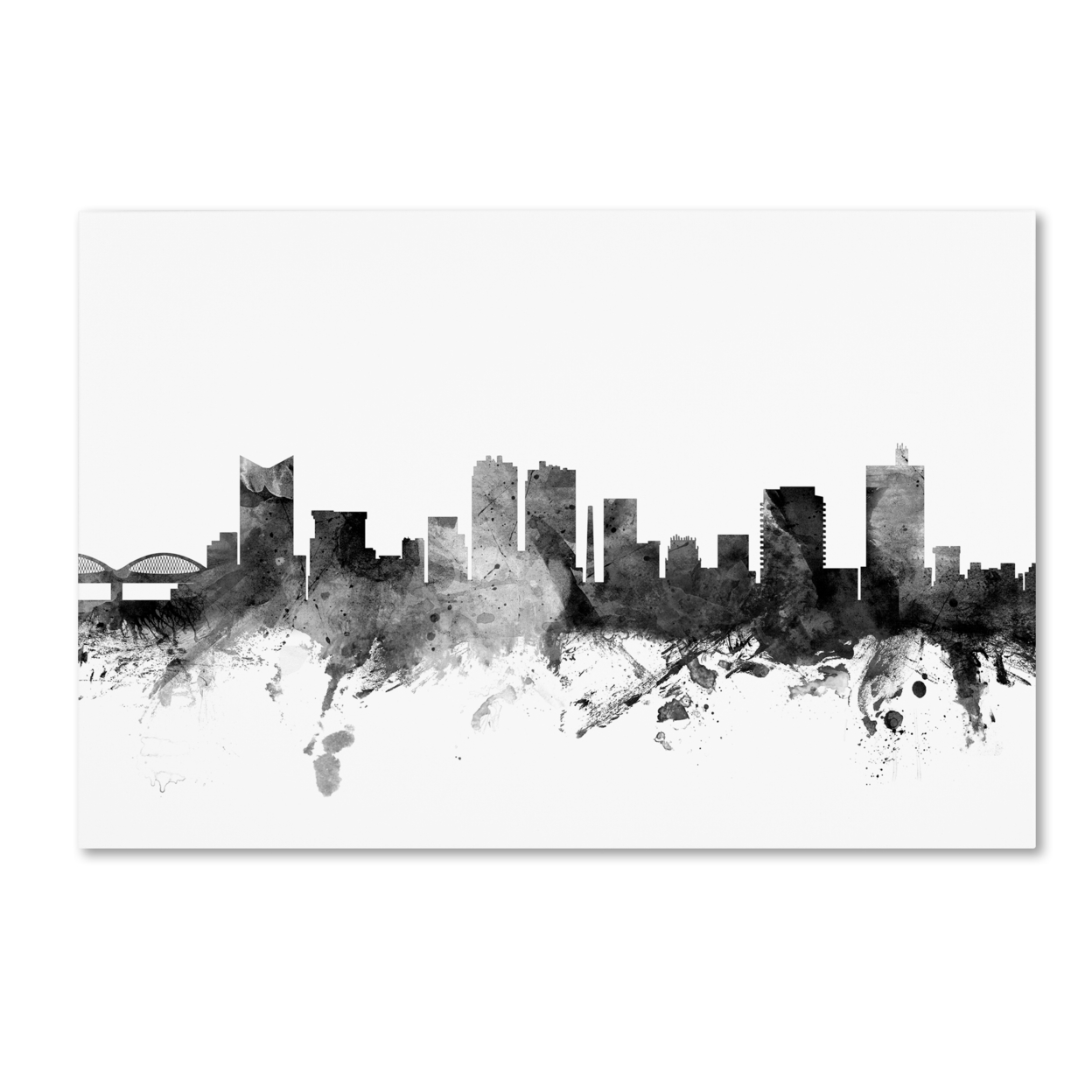 Michael Tompsett 'Fort Worth Texas Skyline B&W' Canvas Art 16 X 24