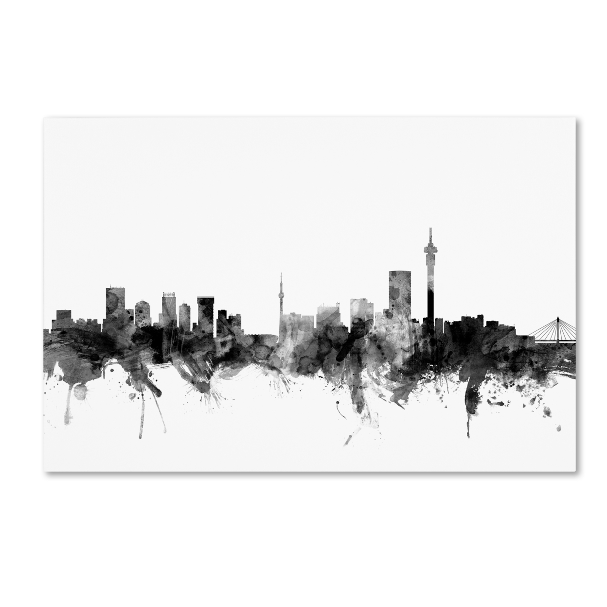 Michael Tompsett 'Johannesburg Skyline B&W' Canvas Art 16 X 24
