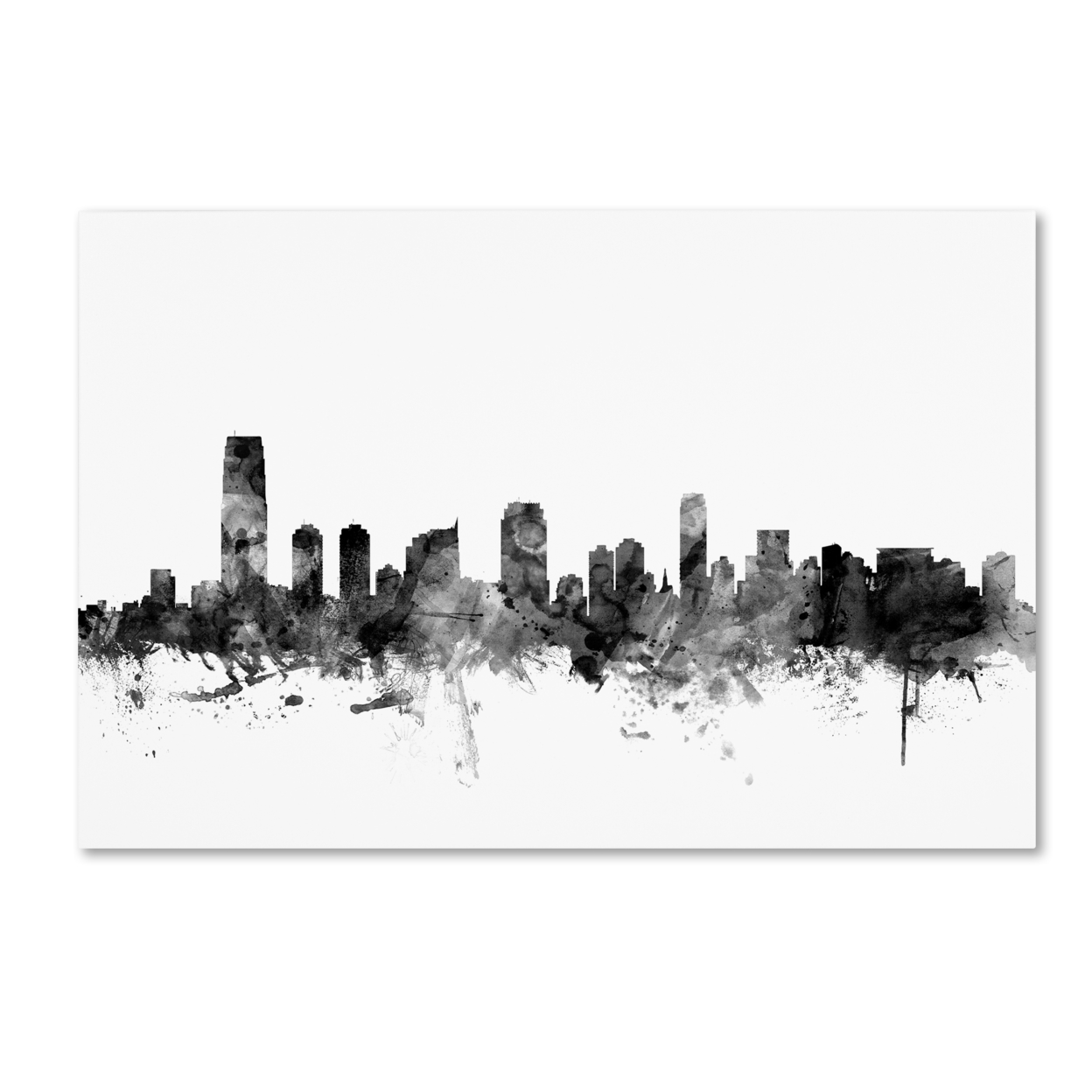 Michael Tompsett 'Jersey City NJ Skyline B&W' Canvas Art 16 X 24
