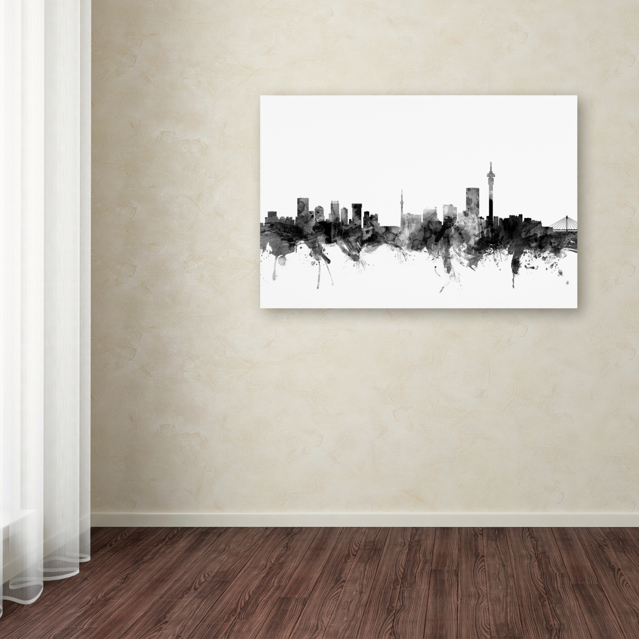 Michael Tompsett 'Johannesburg Skyline B&W' Canvas Art 16 X 24