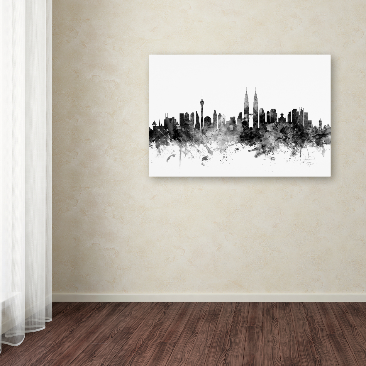 Michael Tompsett 'Kuala Lumpur Skyline B&W' Canvas Art 16 X 24