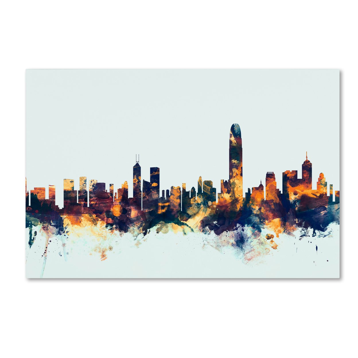 Michael Tompsett 'Hong Kong Skyline Blue' Canvas Art 16 X 24