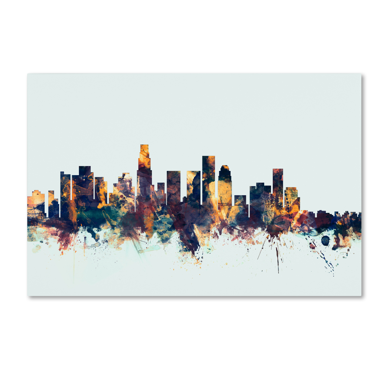 Michael Tompsett 'Los Angeles CA Skyline Blue' Canvas Art 16 X 24
