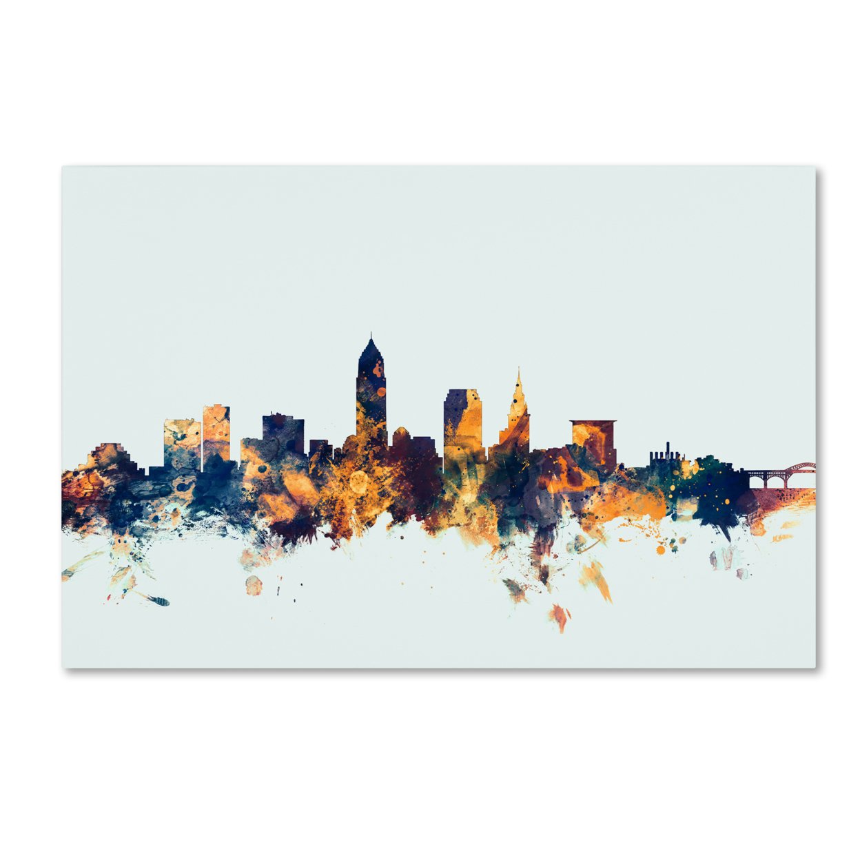 Michael Tompsett 'Cleveland Ohio Skyline Blue' Canvas Art 16 X 24