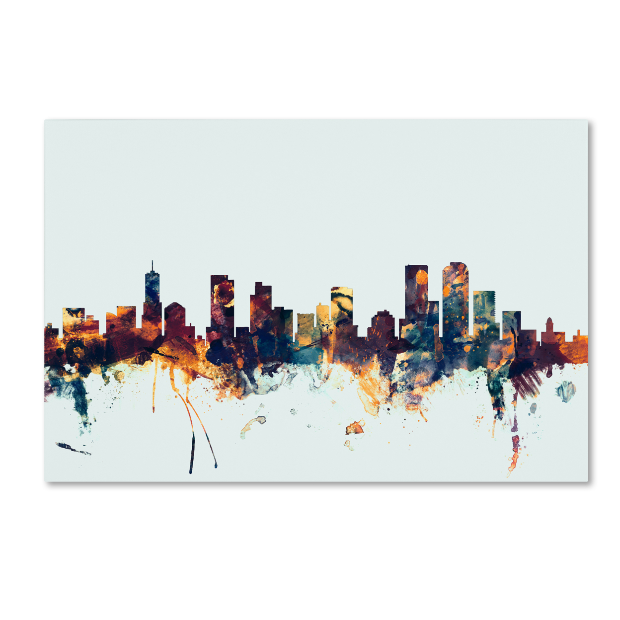 Michael Tompsett 'Denver Colorado Skyline Blue' Canvas Art 16 X 24