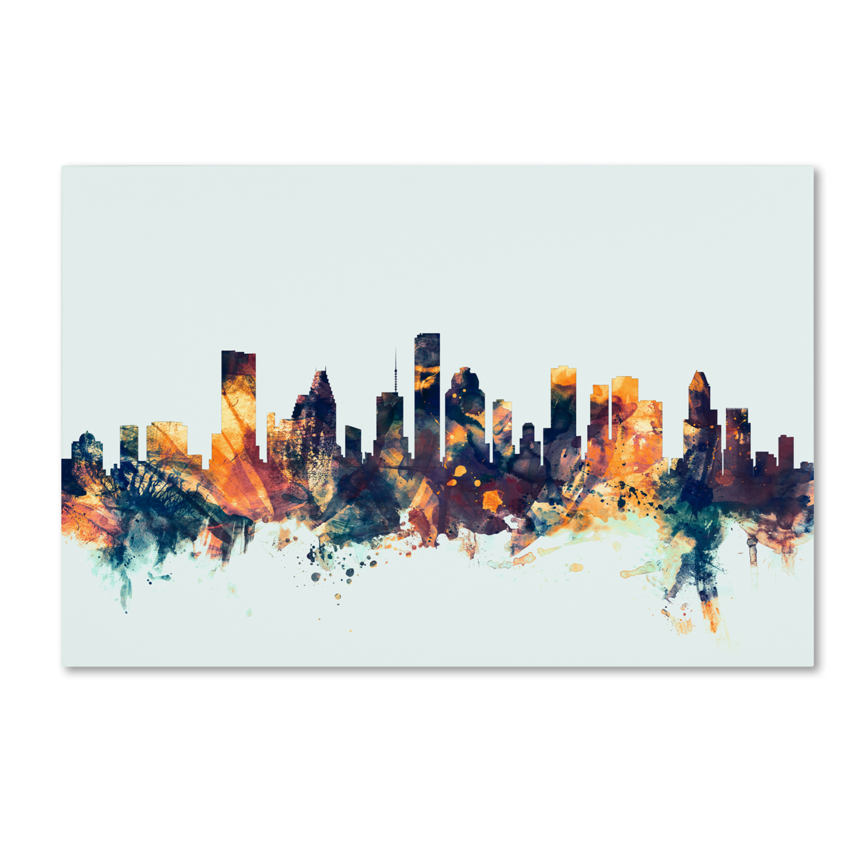 Michael Tompsett 'Houston Texas Skyline Blue' Canvas Art 16 X 24