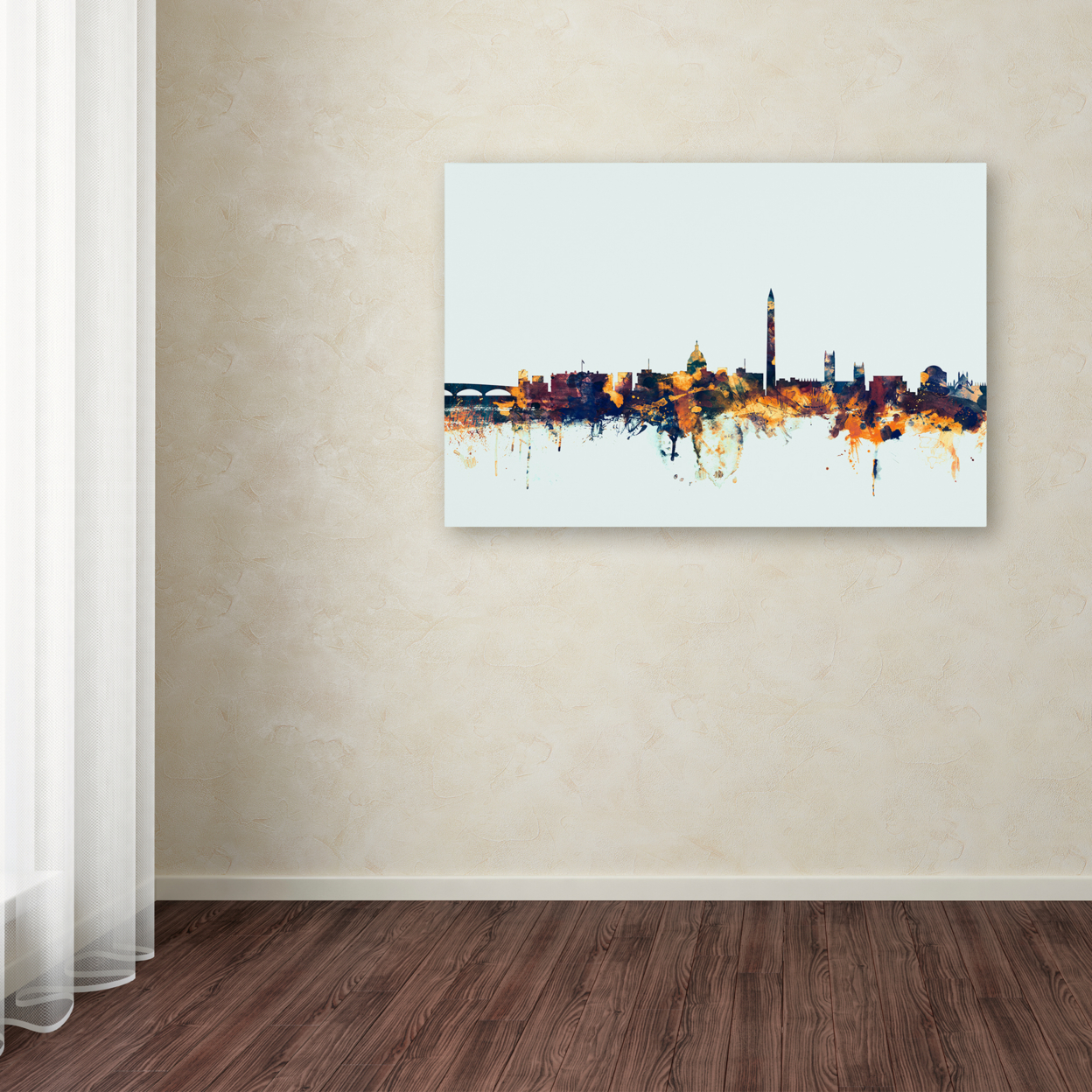 Michael Tompsett 'Washington DC Skyline Blue' Canvas Art 16 X 24