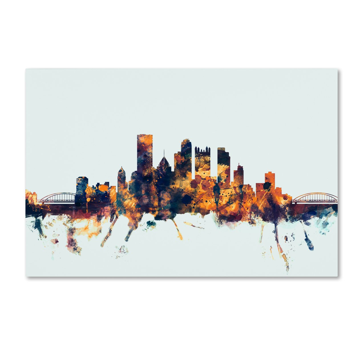 Michael Tompsett 'Pittsburgh PA Skyline Blue' Canvas Art 16 X 24