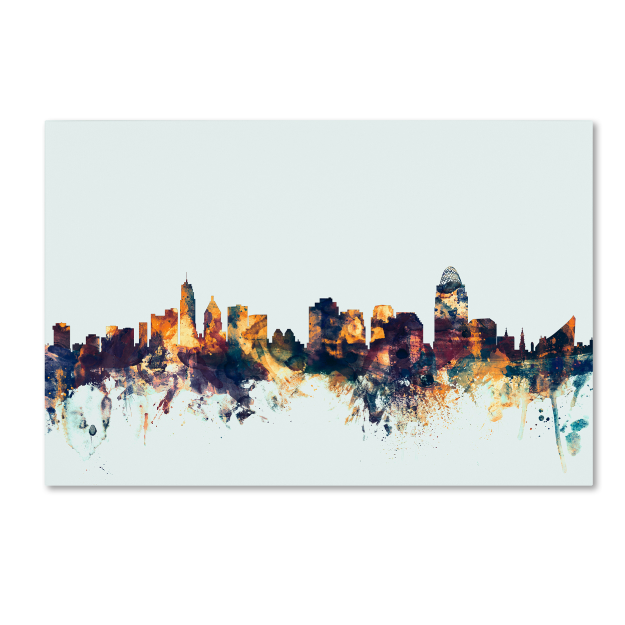 Michael Tompsett 'Cincinnati Ohio Skyline Blue' Canvas Art 16 X 24