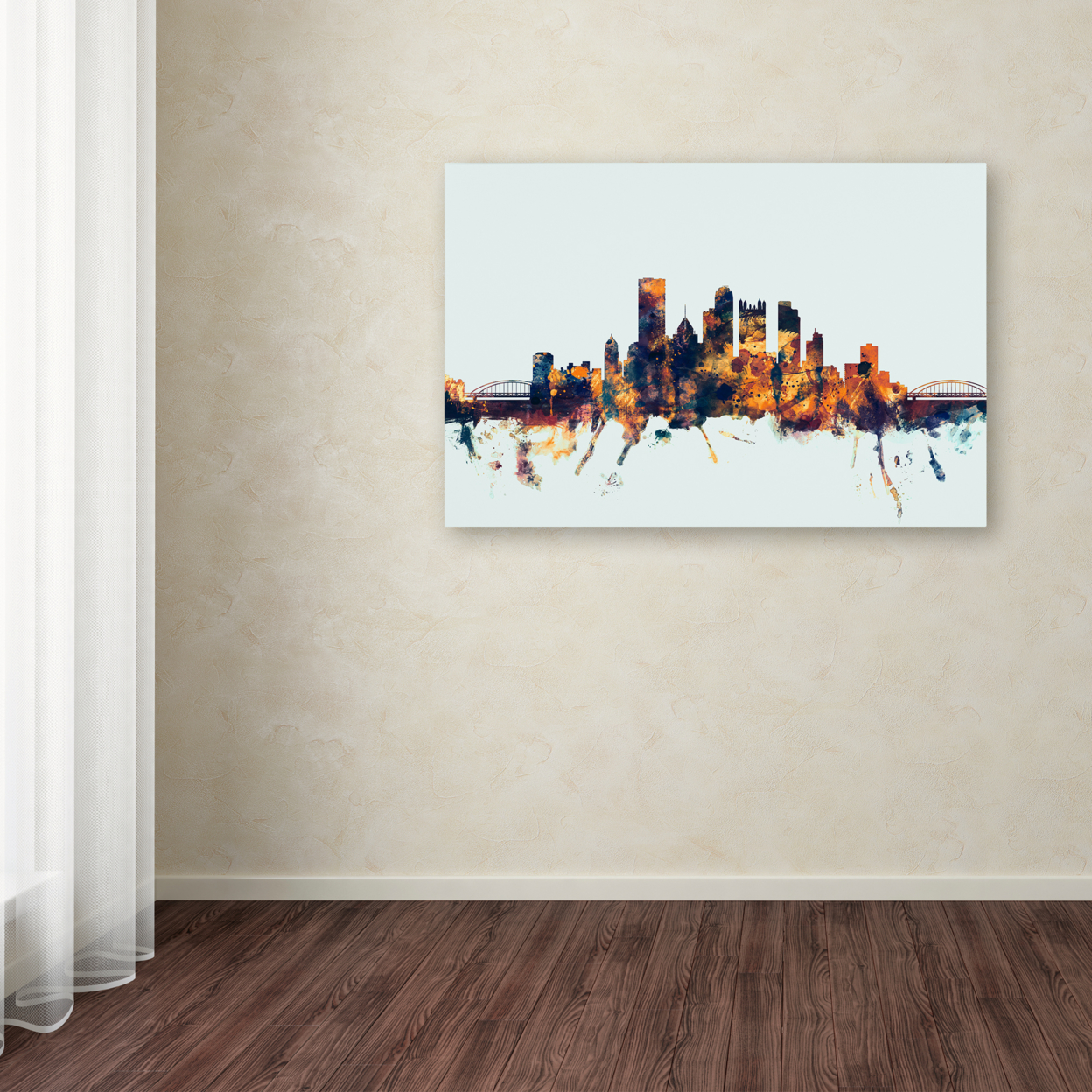 Michael Tompsett 'Pittsburgh PA Skyline Blue' Canvas Art 16 X 24