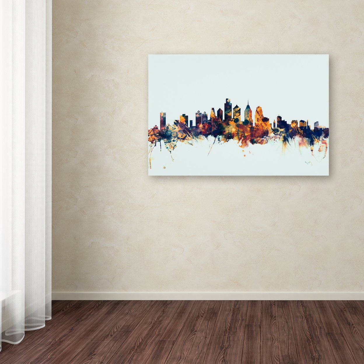 Michael Tompsett 'Philadelphia PA Skyline Blue' Canvas Art 16 X 24