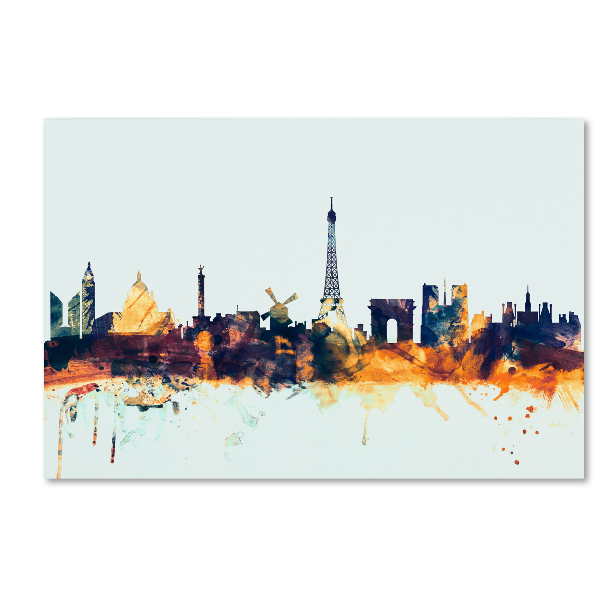 Michael Tompsett 'Paris France Skyline Blue' Canvas Art 16 X 24