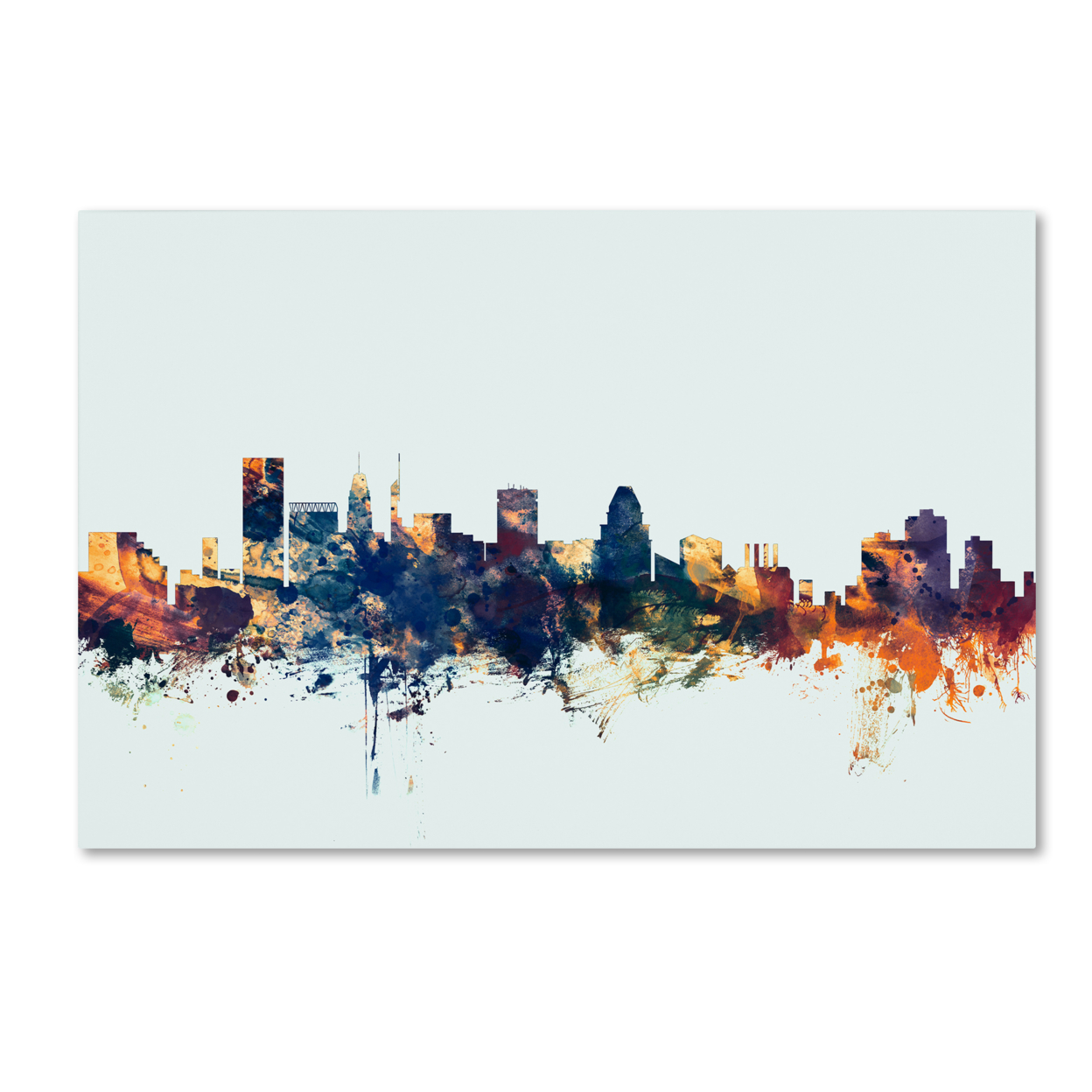 Michael Tompsett 'Baltimore MD Skyline Blue' Canvas Art 16 X 24