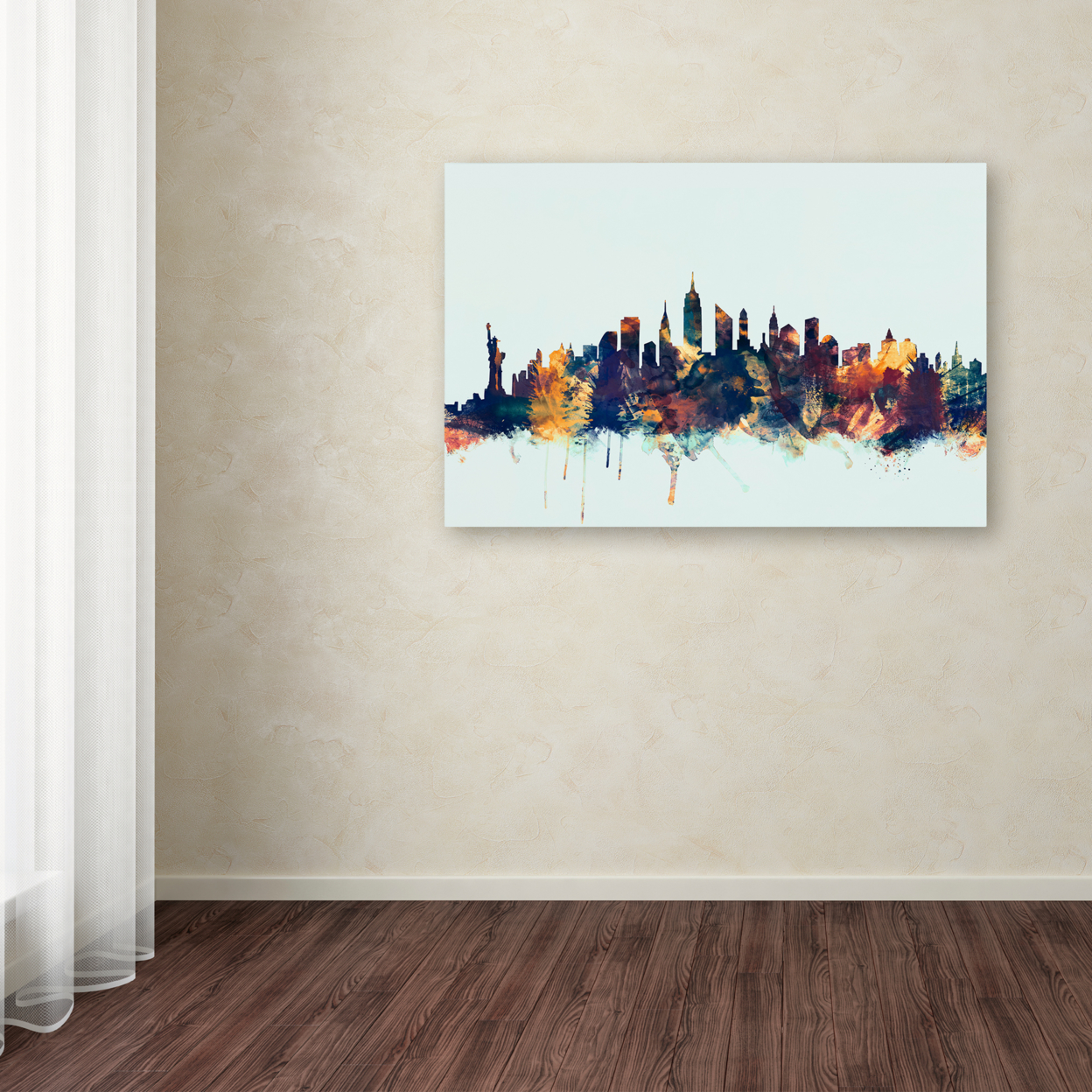 Michael Tompsett 'New York City Skyline Blue' Canvas Art 16 X 24