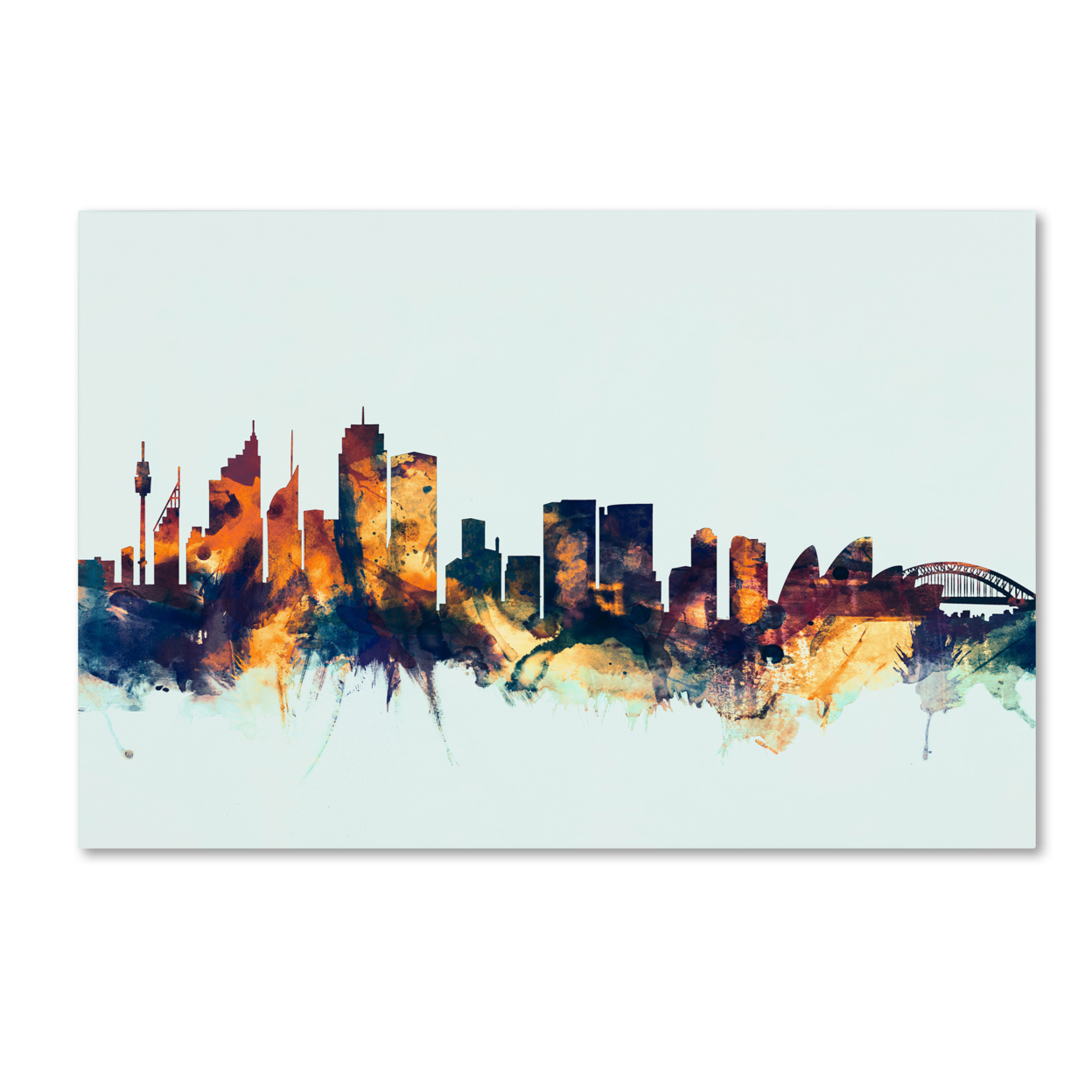 Michael Tompsett 'Sydney Australia Skyline Blue' Canvas Art 16 X 24