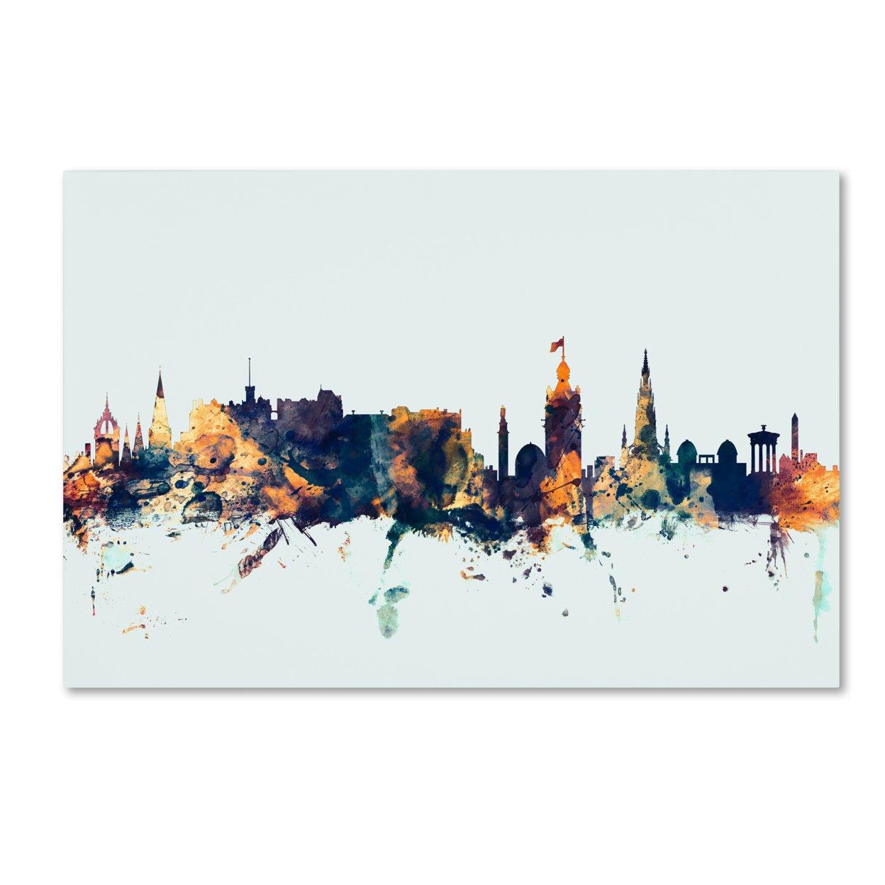 Michael Tompsett 'Edinburgh Skyline Blue' Canvas Art 16 X 24