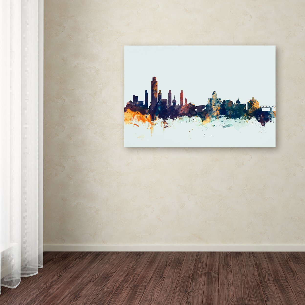 Michael Tompsett 'Albany New York Skyline Blue' Canvas Art 16 X 24