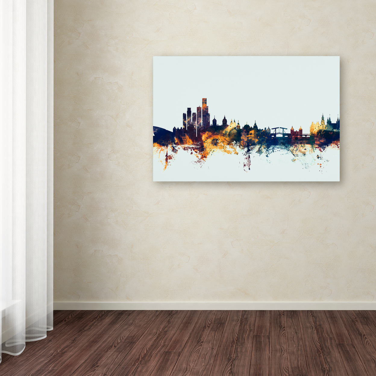 Michael Tompsett 'Amsterdam Skyline Blue' Canvas Art 16 X 24