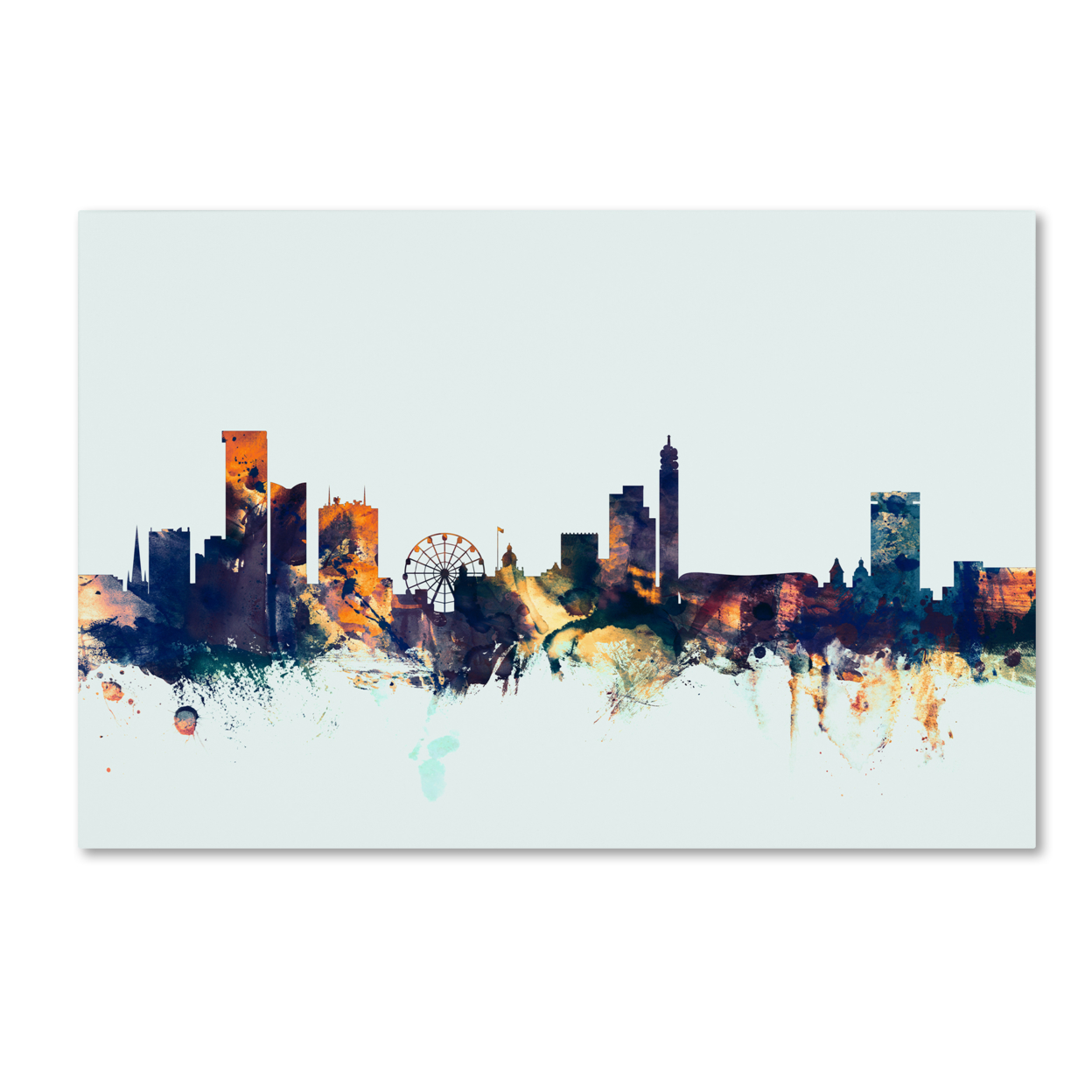 Michael Tompsett 'Birmingham Skyline Blue' Canvas Art 16 X 24