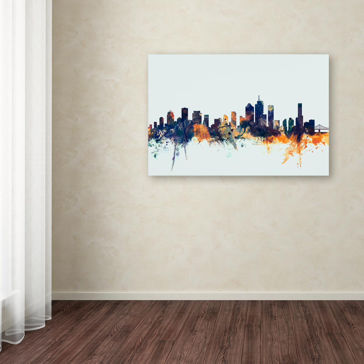 Michael Tompsett 'Brisbane Skyline Blue' Canvas Art 16 X 24