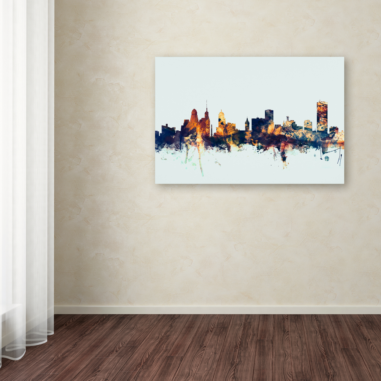Michael Tompsett 'Buffalo New York Skyline Blue' Canvas Art 16 X 24