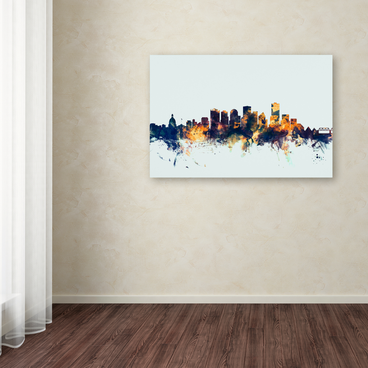 Michael Tompsett 'Edmonton Canada Skyline Blue' Canvas Art 16 X 24