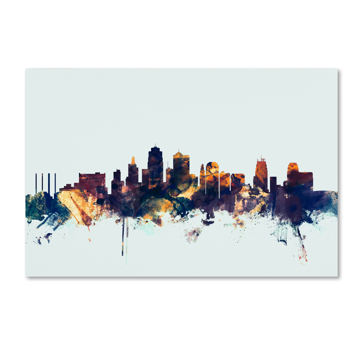 Michael Tompsett 'Kansas City Skyline Blue' Canvas Art 16 X 24