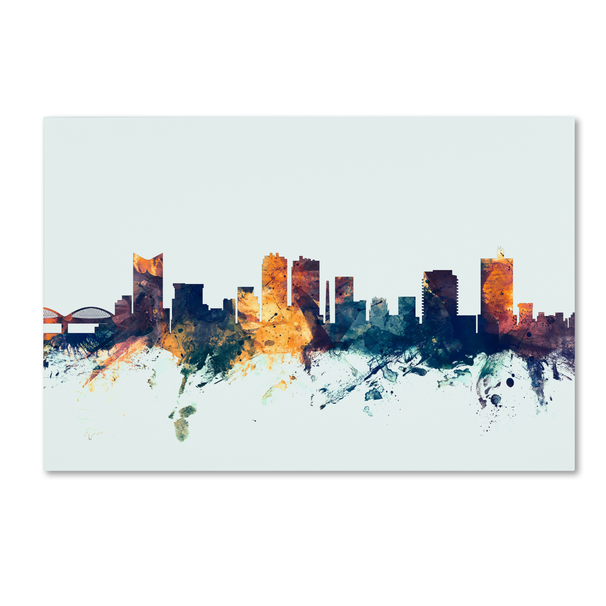 Michael Tompsett 'Fort Worth Texas Skyline Blue' Canvas Art 16 X 24