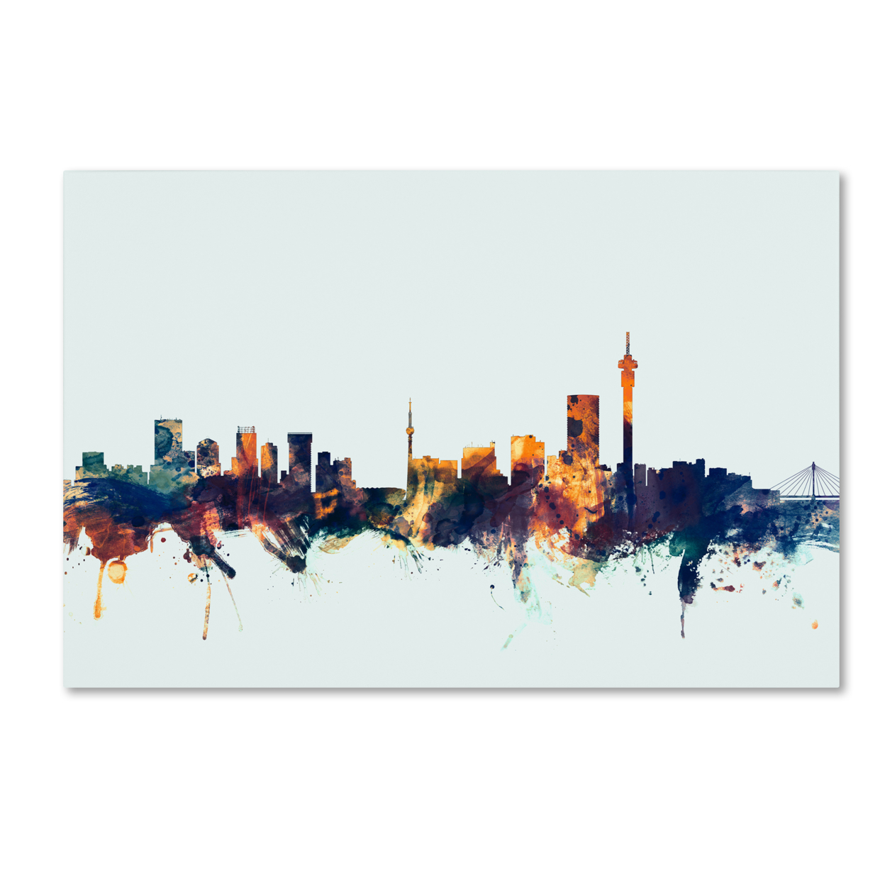 Michael Tompsett 'Johannesburg Skyline Blue' Canvas Art 16 X 24