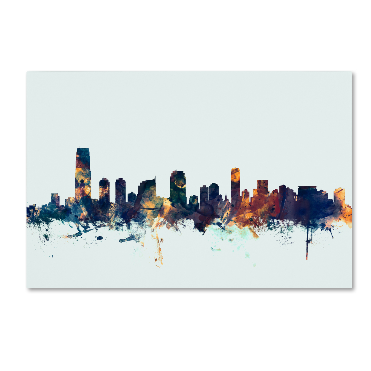 Michael Tompsett 'Jersey City NJ Skyline Blue' Canvas Art 16 X 24