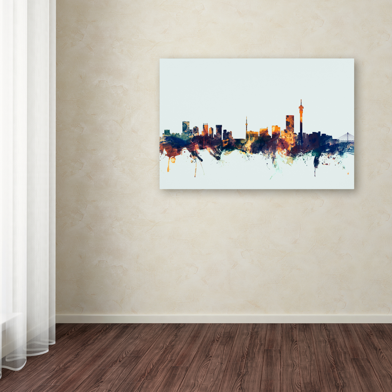 Michael Tompsett 'Johannesburg Skyline Blue' Canvas Art 16 X 24