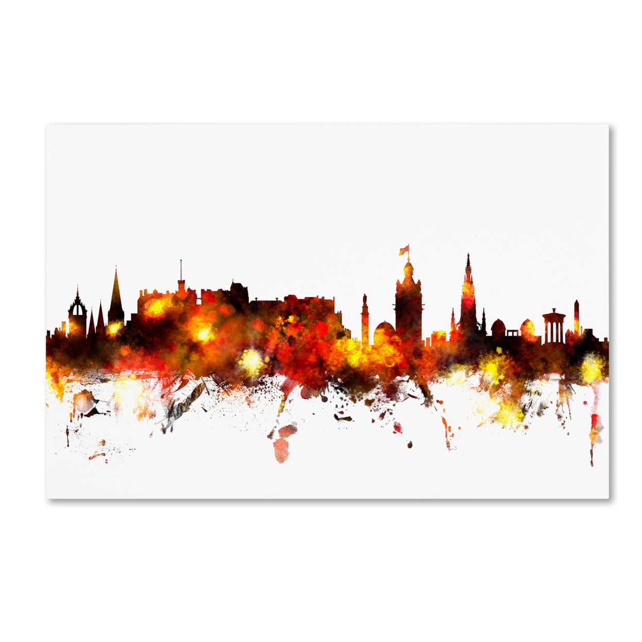 Michael Tompsett 'Edinburgh Scotland Skyline Red' Canvas Art 16 X 24