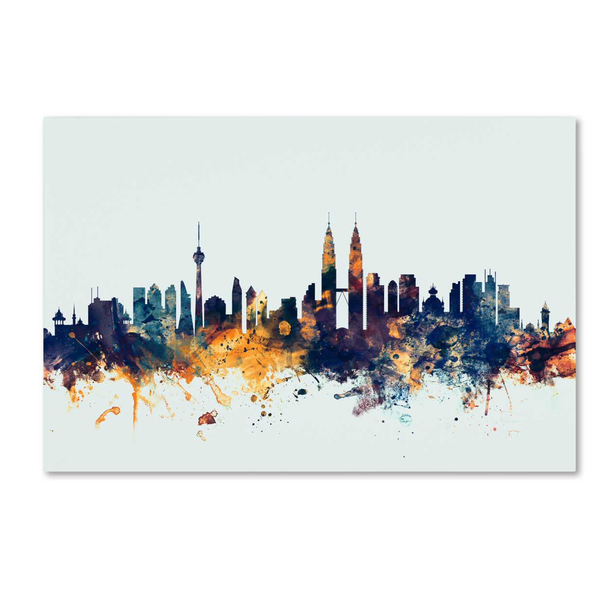 Michael Tompsett 'Kuala Lumpur Skyline Blue' Canvas Art 16 X 24