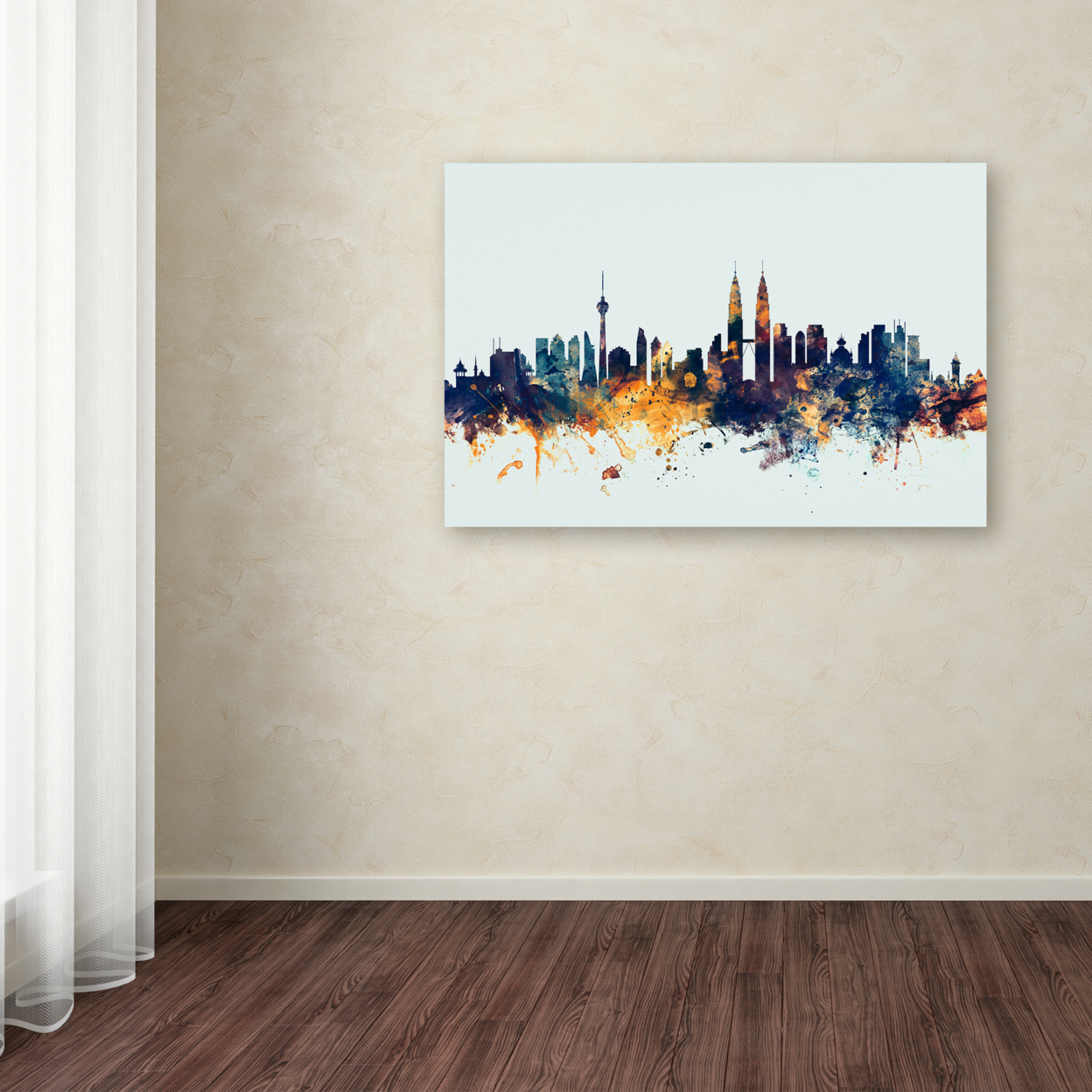 Michael Tompsett 'Kuala Lumpur Skyline Blue' Canvas Art 16 X 24