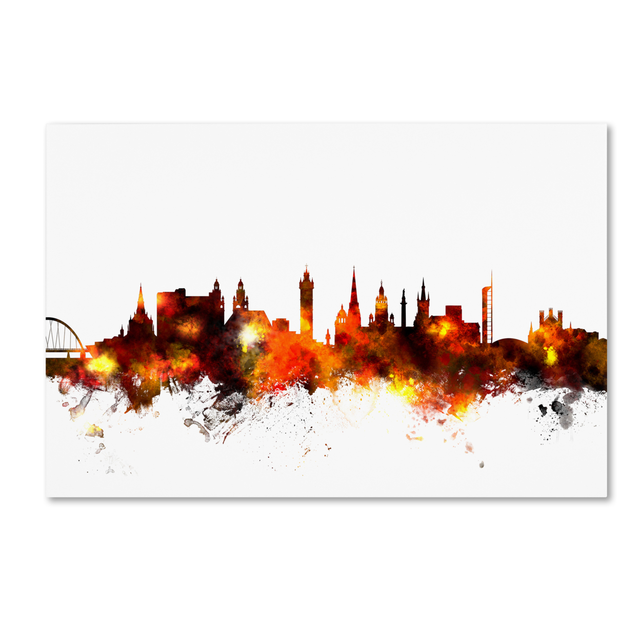 Michael Tompsett 'Glasgow Scotland Skyline Red' Canvas Art 16 X 24