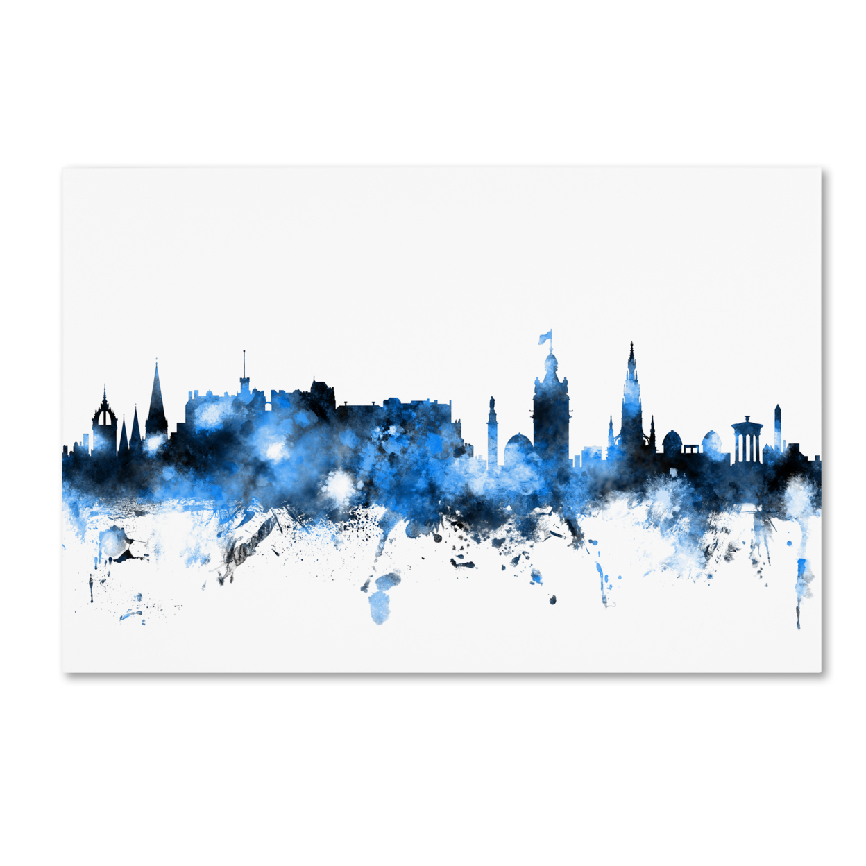 Michael Tompsett 'Edinburgh Skyline White' Canvas Art 16 X 24