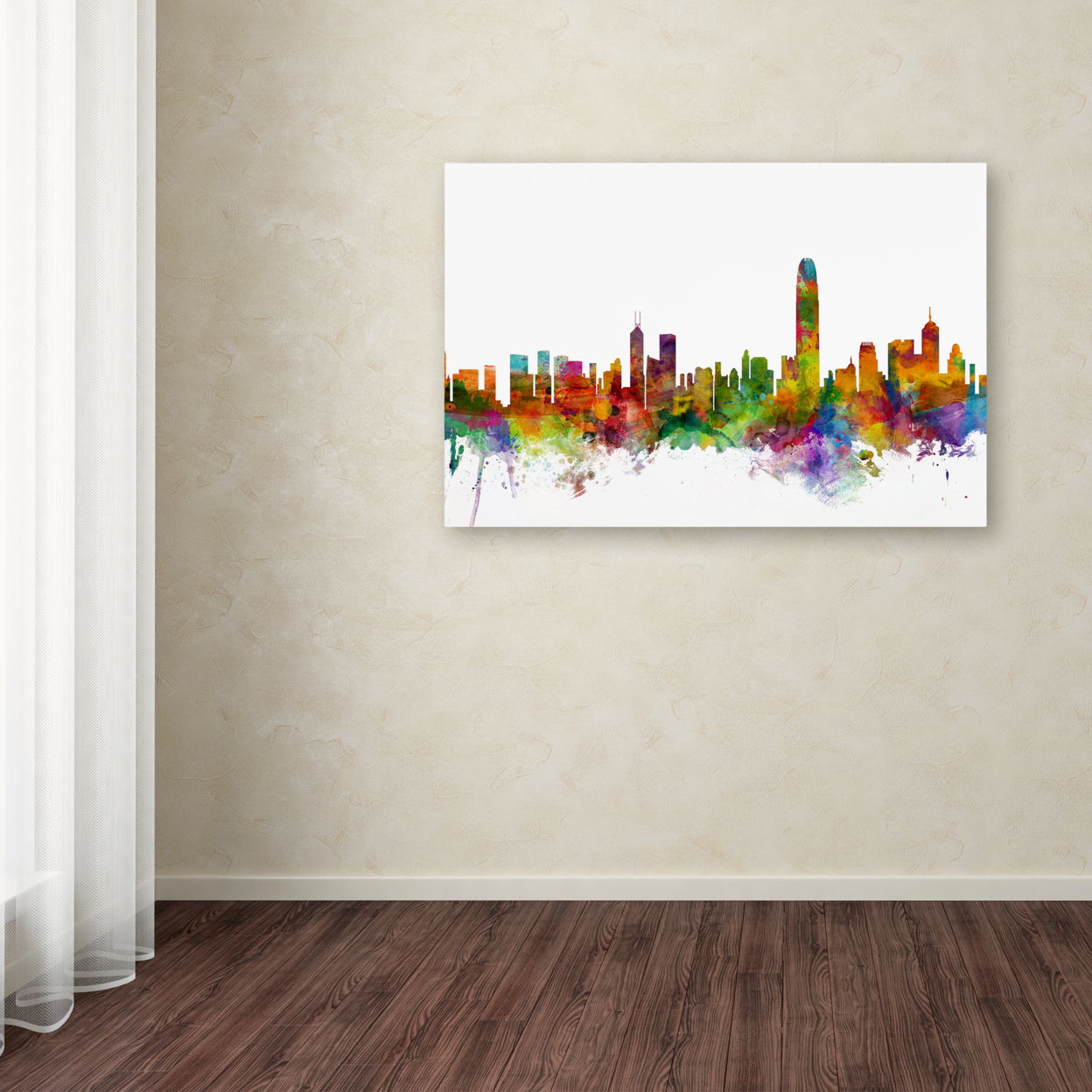 Michael Tompsett 'Hong Kong Skyline White' Canvas Art 16 X 24