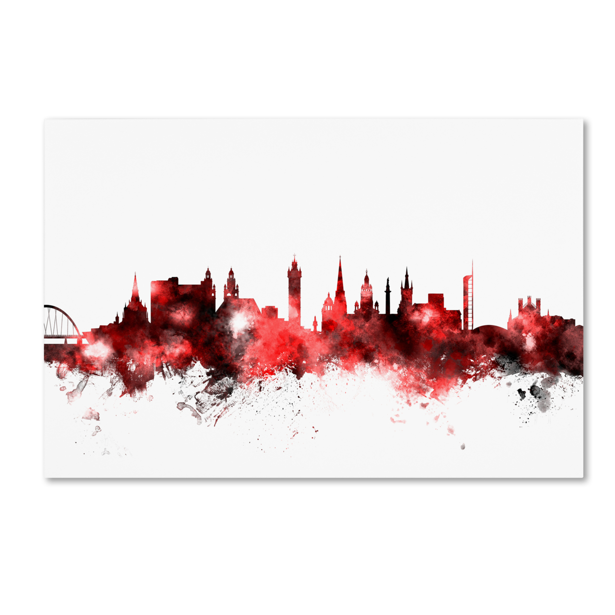 Michael Tompsett 'Glasgow Scotland Skyline Red 2' Canvas Art 16 X 24