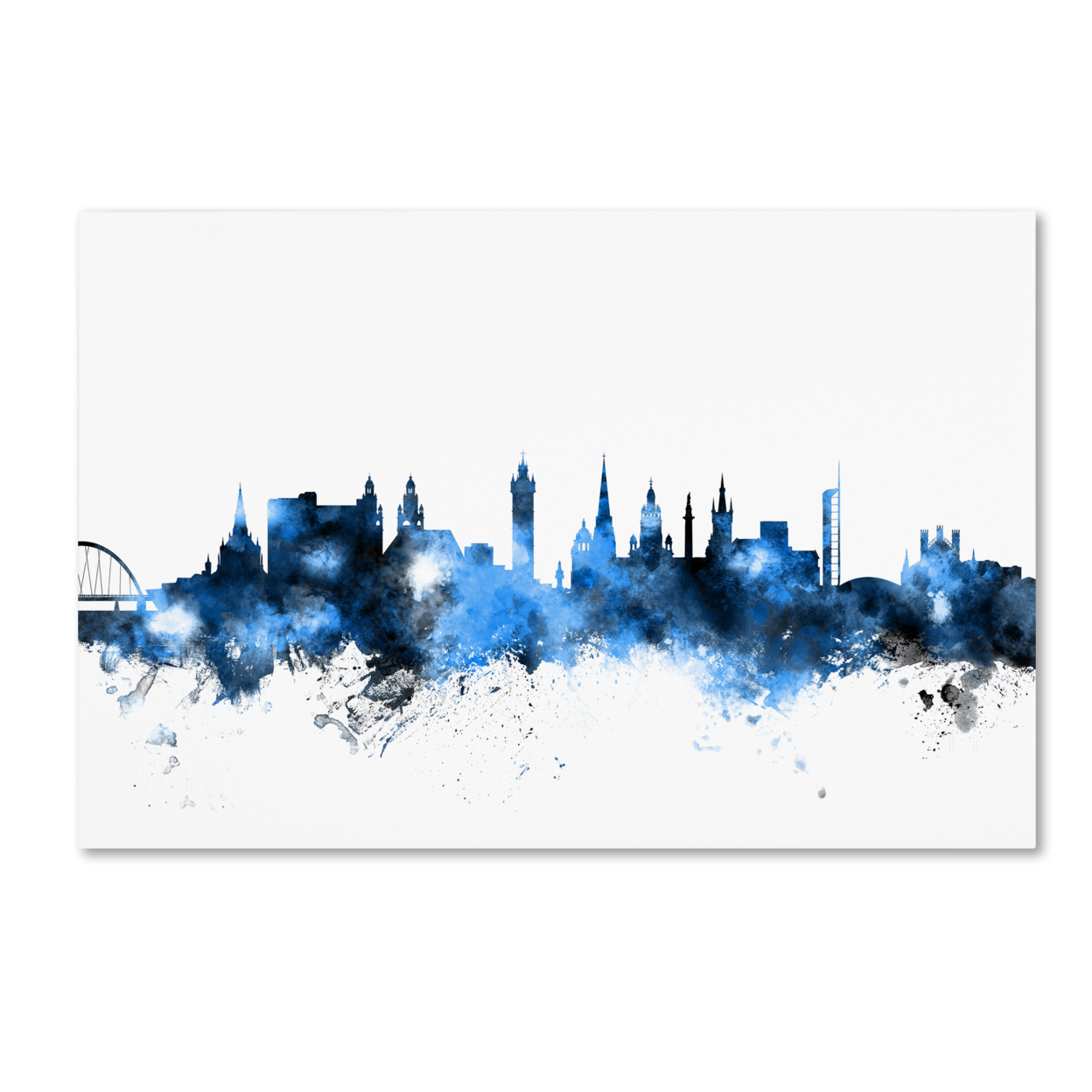 Michael Tompsett 'Glasgow Scotland Skyline White' Canvas Art 16 X 24