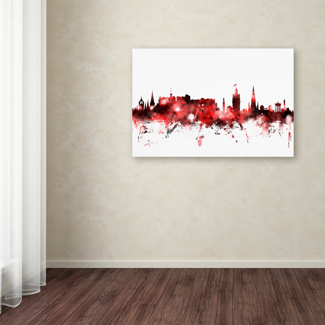 Michael Tompsett 'Edinburgh Skyline Red 2' Canvas Art 16 X 24