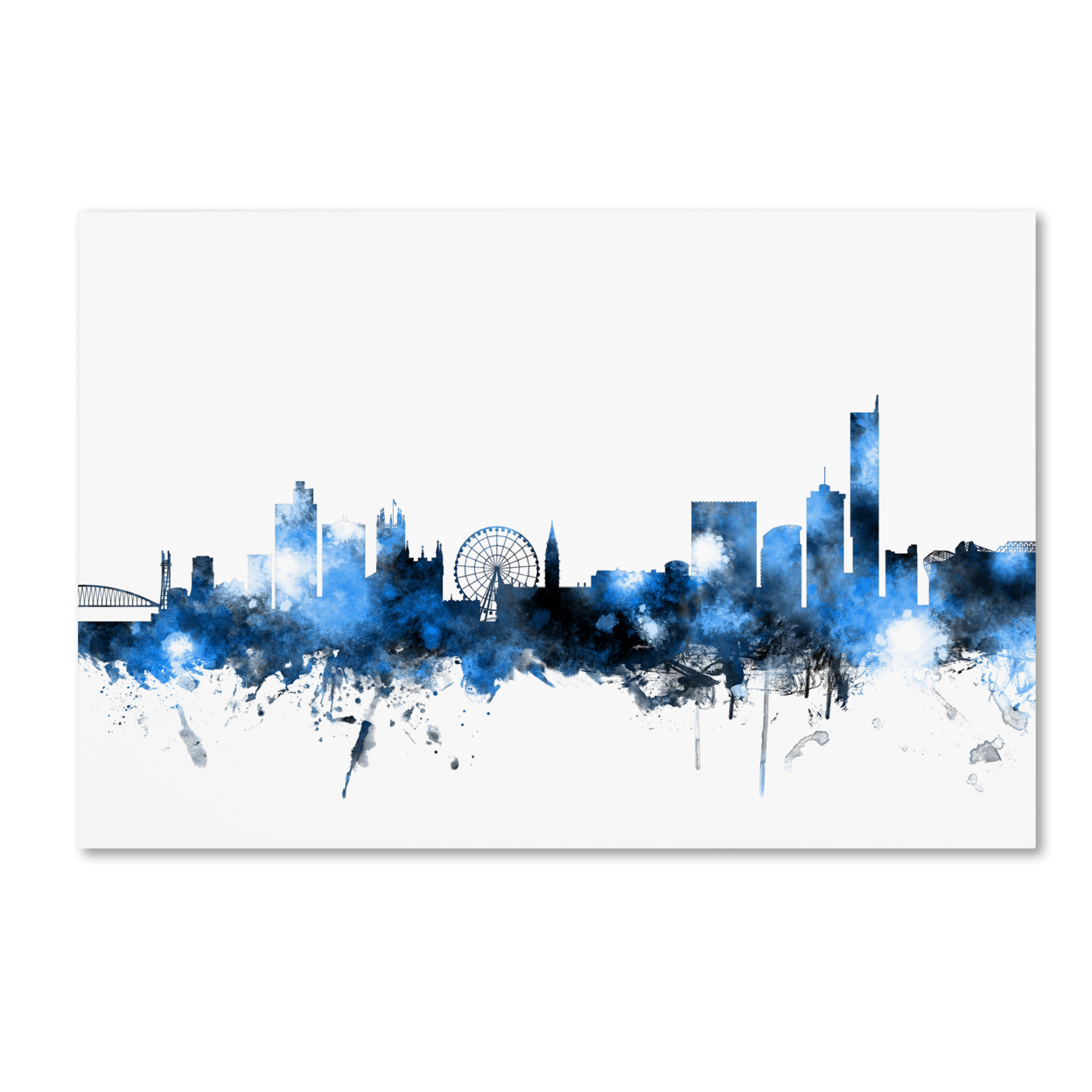 Michael Tompsett 'Manchester Skyline White' Canvas Art 16 X 24