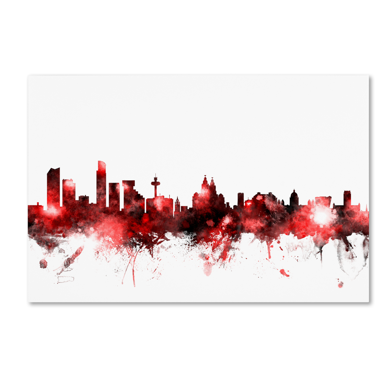 Michael Tompsett 'Liverpool Skyline Red 2' Canvas Art 16 X 24