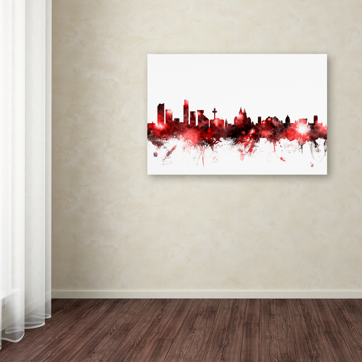 Michael Tompsett 'Liverpool Skyline Red 2' Canvas Art 16 X 24