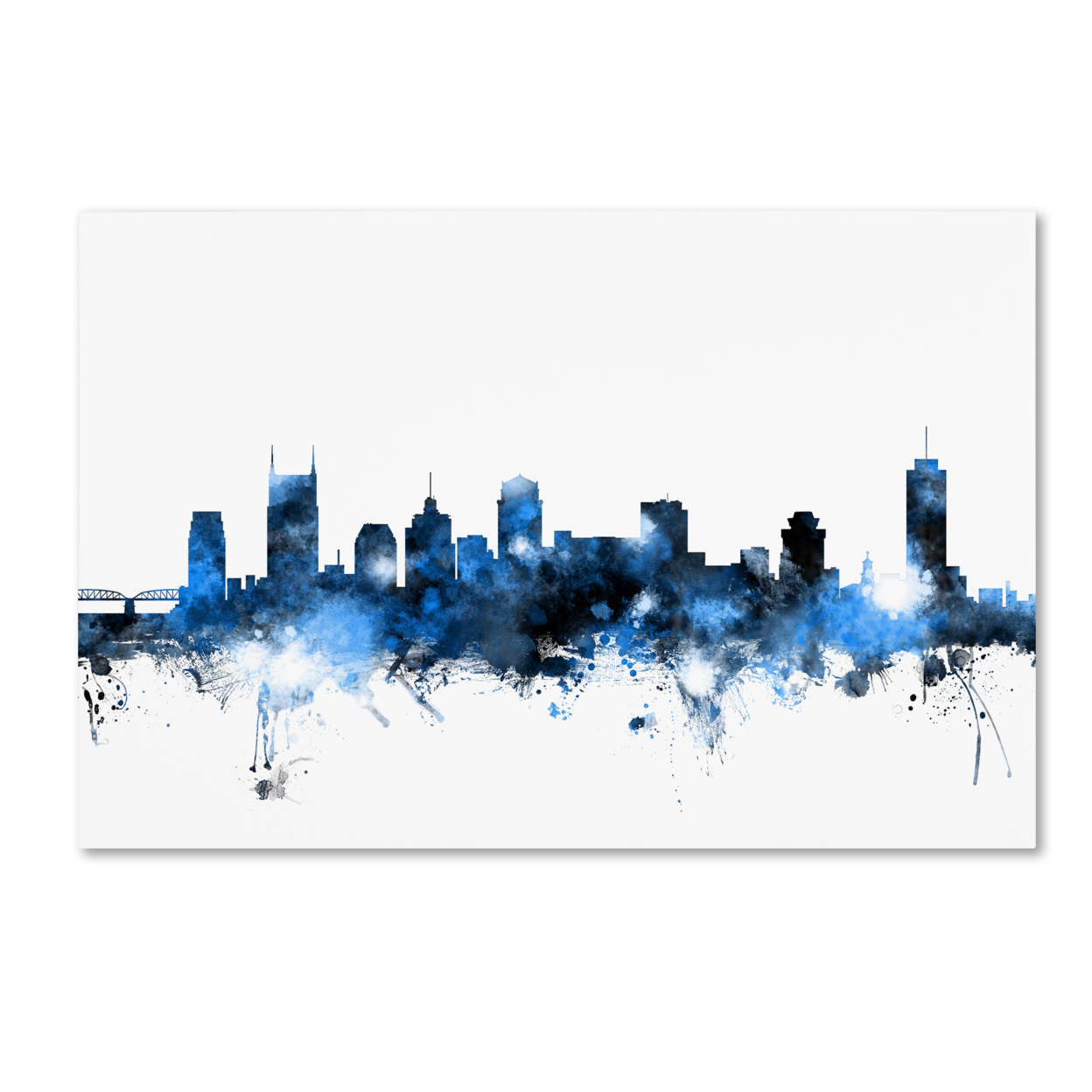Michael Tompsett 'Nashville Tennessee Skyline White' Canvas Art 16 X 24