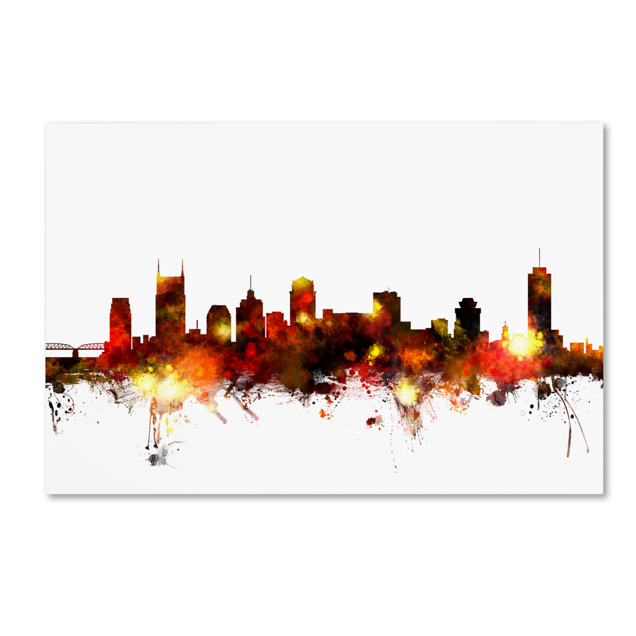 Michael Tompsett 'Nashville Tennessee Skyline Red' Canvas Art 16 X 24